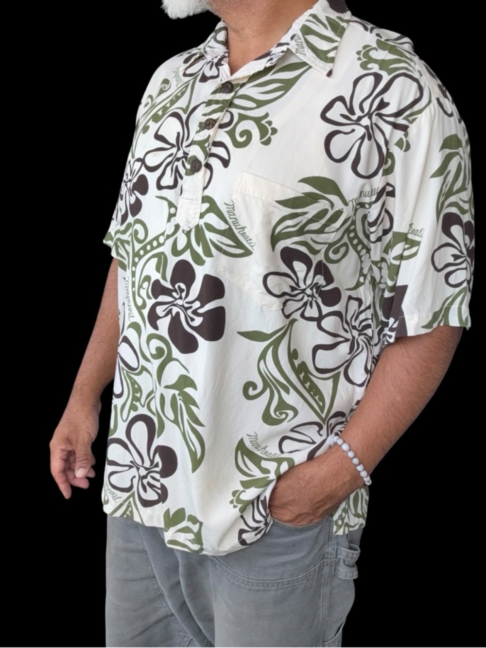 Vintage Manuhealii white tag men’s shirt pullover rayon Large
